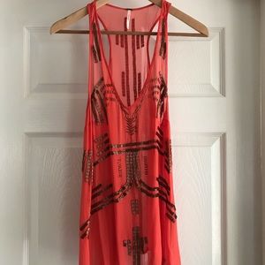 Beaded/embellished Pink Free People Tank Top